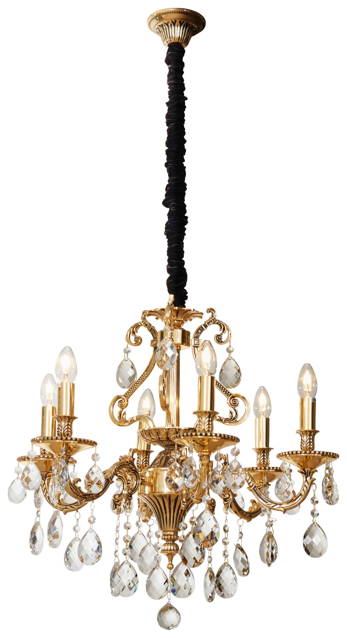 KRISTALL-HÄNGELEUCHTE - Goldfarben, LIFESTYLE, Glas/Metall (58/372cm) - Glandor