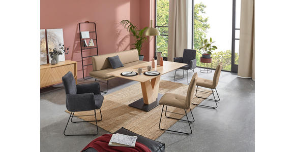 SITZBANK in Metall, Textil Schwarz, Sandfarben  - Sandfarben/Schwarz, Design, Textil/Metall (195/87/65cm) - Dieter Knoll