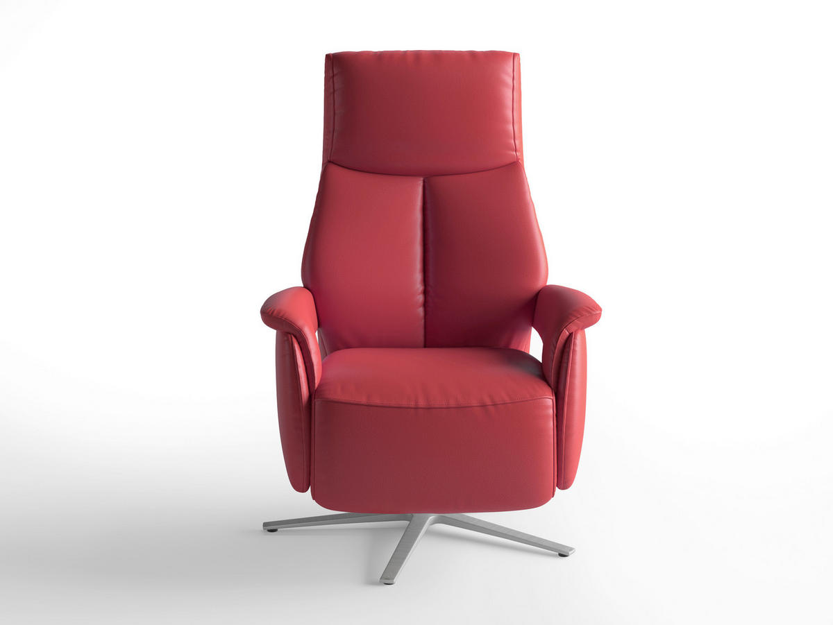 RELAXAČNÍ KŘESLO, kůže, červená - barvy stříbra/červená, Basics, kov/kůže (75/110/85cm) - Sit & More