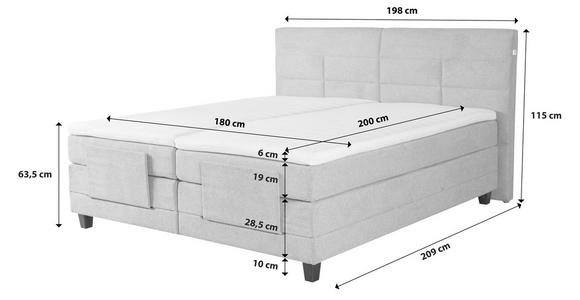 Boxspringbett mit Topper 180x200cm Hampton H2/H3 - Eichefarben/Beige, KONVENTIONELL, Textil (180/200cm) - Luca Bessoni