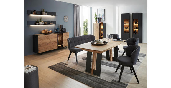 ESSTISCH in Holz, Metall 160(260)/95/77 cm - Eichefarben/Anthrazit, KONVENTIONELL, Holz/Metall (160(260)/95/77cm) - Valnatura