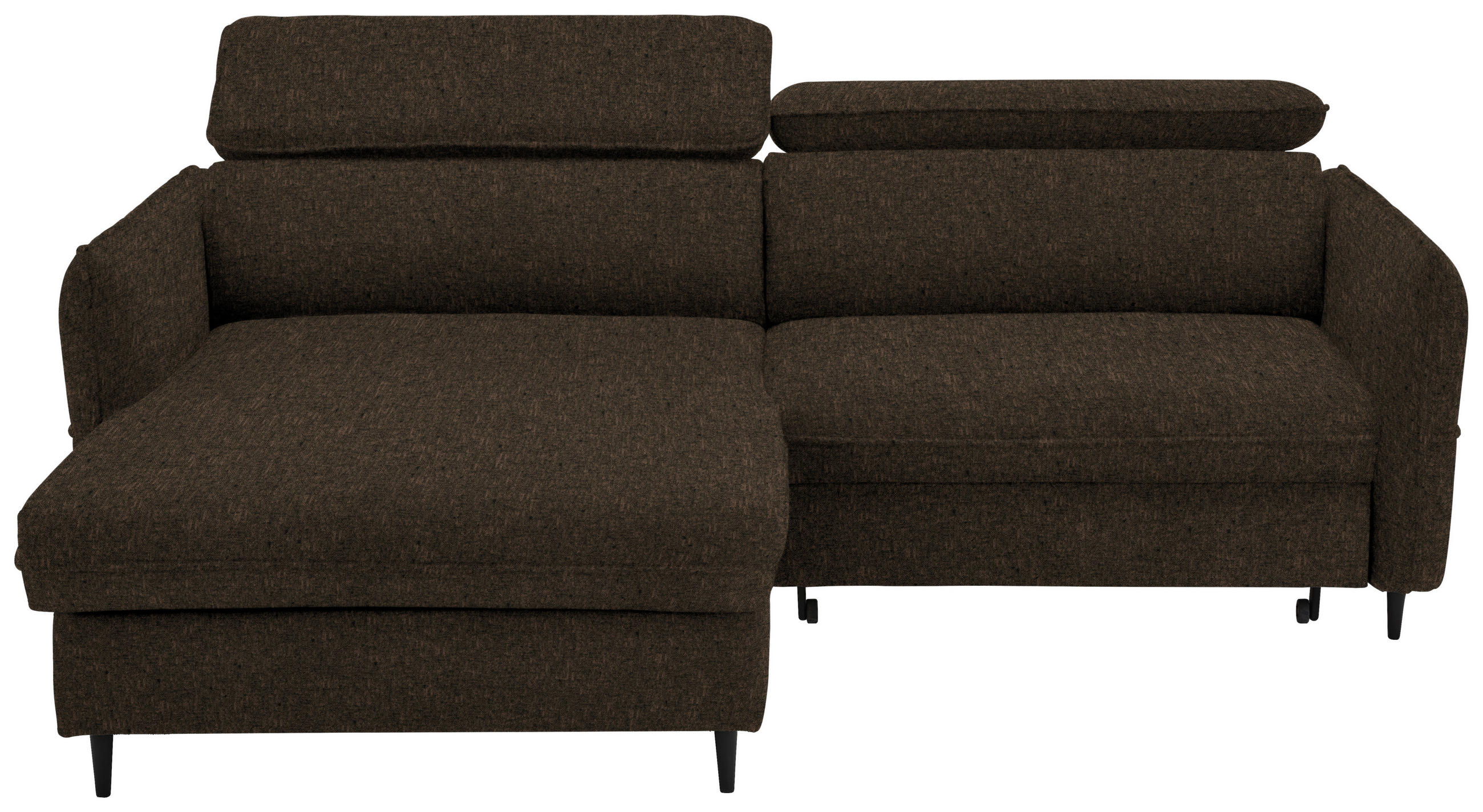 ECKSOFA Samt Dunkelbraun  - Dunkelbraun/Schwarz, Design, Holz/Textil (185/232cm) - Stylife