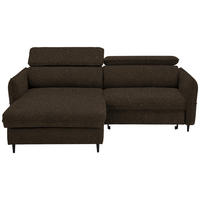 ECKSOFA Samt Dunkelbraun  - Dunkelbraun/Schwarz, Design, Holz/Textil (185/232cm) - Stylife