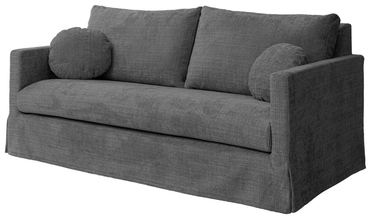 3-SITZER-SOFA PAPHOS in Chenille Dunkelgrau  - Dunkelgrau/Schwarz, Design, Kunststoff/Textil (195/89/95cm) - P & B