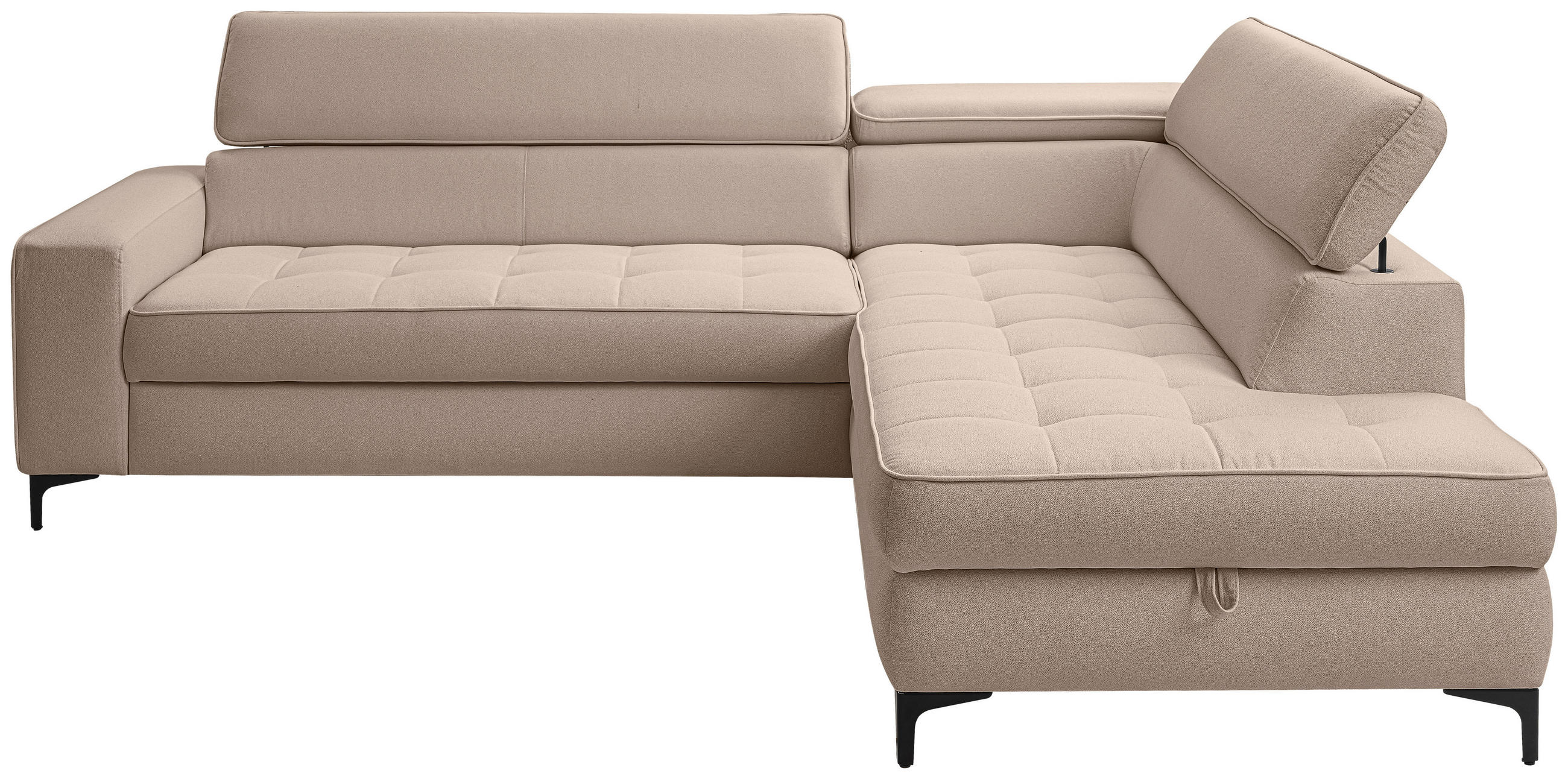 ECKSOFA  in Struktur Taupe  251/203 cm  - Taupe/Schwarz, Design, Textil/Metall (251/203cm) - MID.YOU