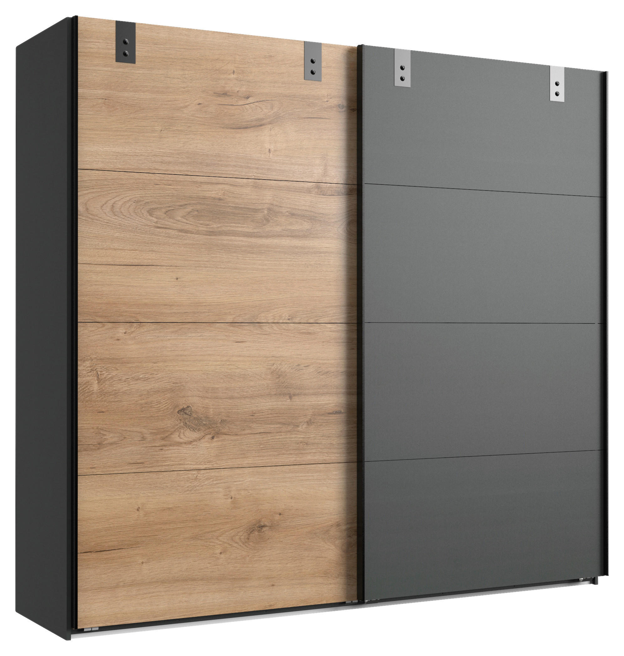SCHWEBETÜRENSCHRANK 225/210/65 cm 2-türig Graphitfarben, Eichefarben  - Eichefarben/Graphitfarben, LIFESTYLE, Holzwerkstoff/Metall (225/210/65cm) - MID.YOU