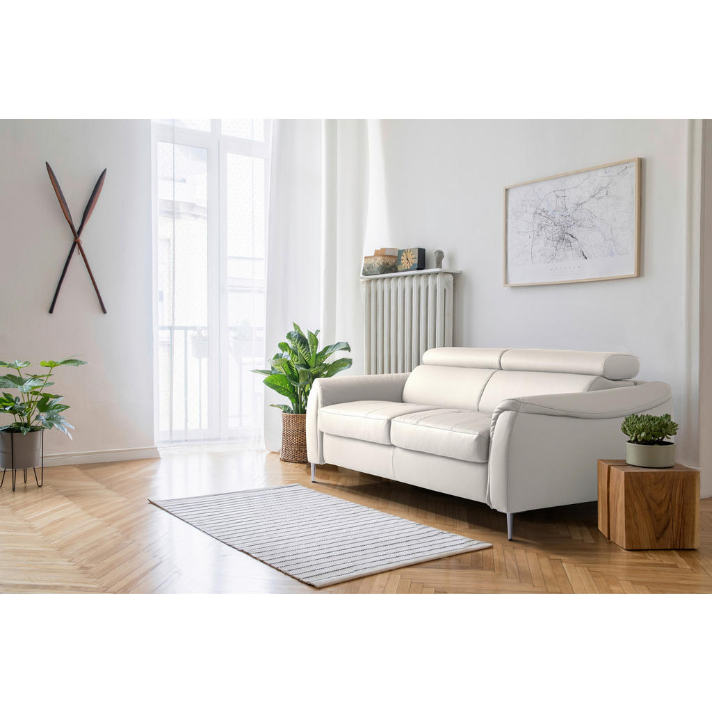 Thumbnail - Mid.you Schlafsofa Pafos, Grau, Textil, Leder, Echtleder, Rindleder, 3-Sitzer, 203x77-98x103 cm, Made in EU, Lederauswah...