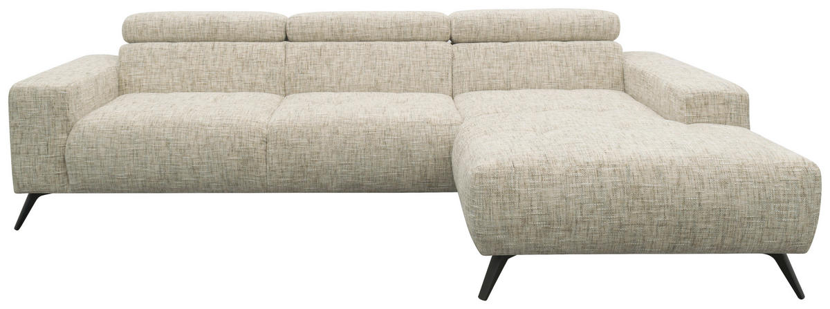 ECKSOFA 100 005 FK Beige Chenille Rücken echt  - Beige/Schwarz, Basics, Textil/Metall (284/175cm) - Livetastic