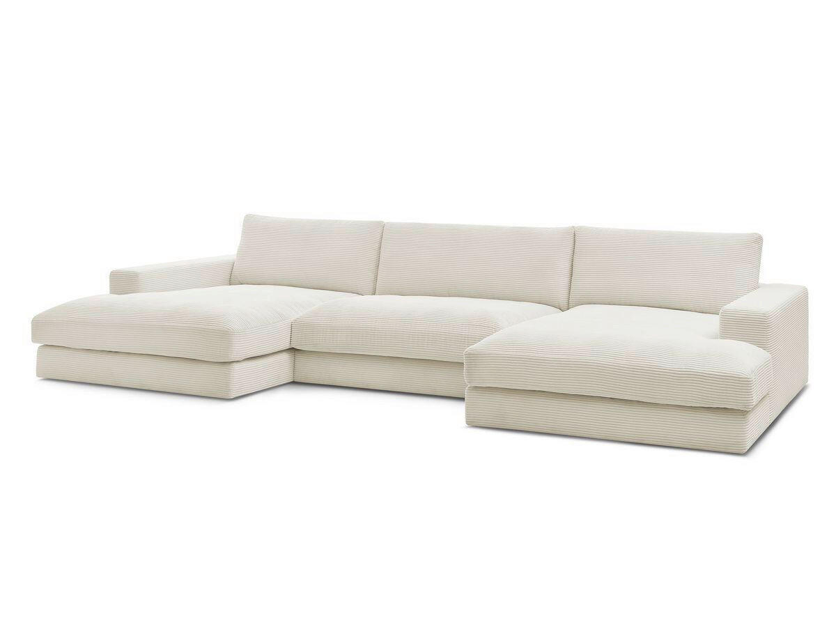 WOHNLANDSCHAFT LEONARD Beige Cord  - Beige/Schwarz, MODERN, Kunststoff/Textil (159/404/159cm)