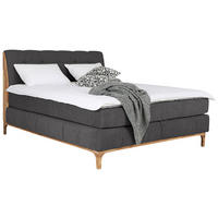 BOXSPRINGBETT 160/200 cm  in Dunkelgrau  - Dunkelgrau/Eichefarben, Modern, Holz/Holzwerkstoff (160/200cm) - MID.YOU