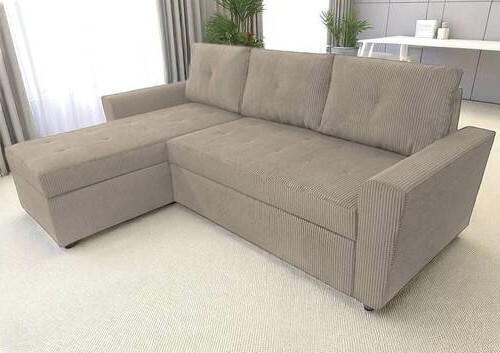ECKSOFA in Cord Taupe  155/231 cm  - Taupe/Schwarz, Design, Kunststoff/Textil (155/231cm) - MID.YOU