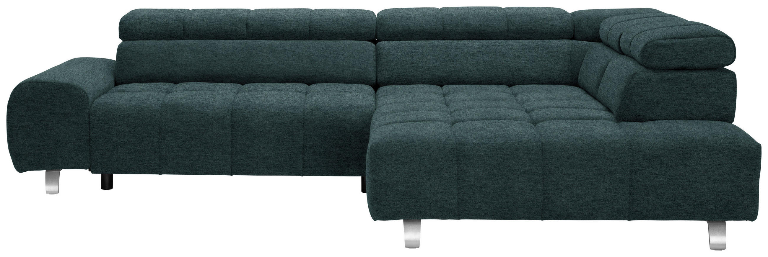 ECKSOFA Dunkelgrün Webstoff  - Dunkelgrün/Dunkelgrau, Design, Textil/Metall (295/201cm) - Hom`in