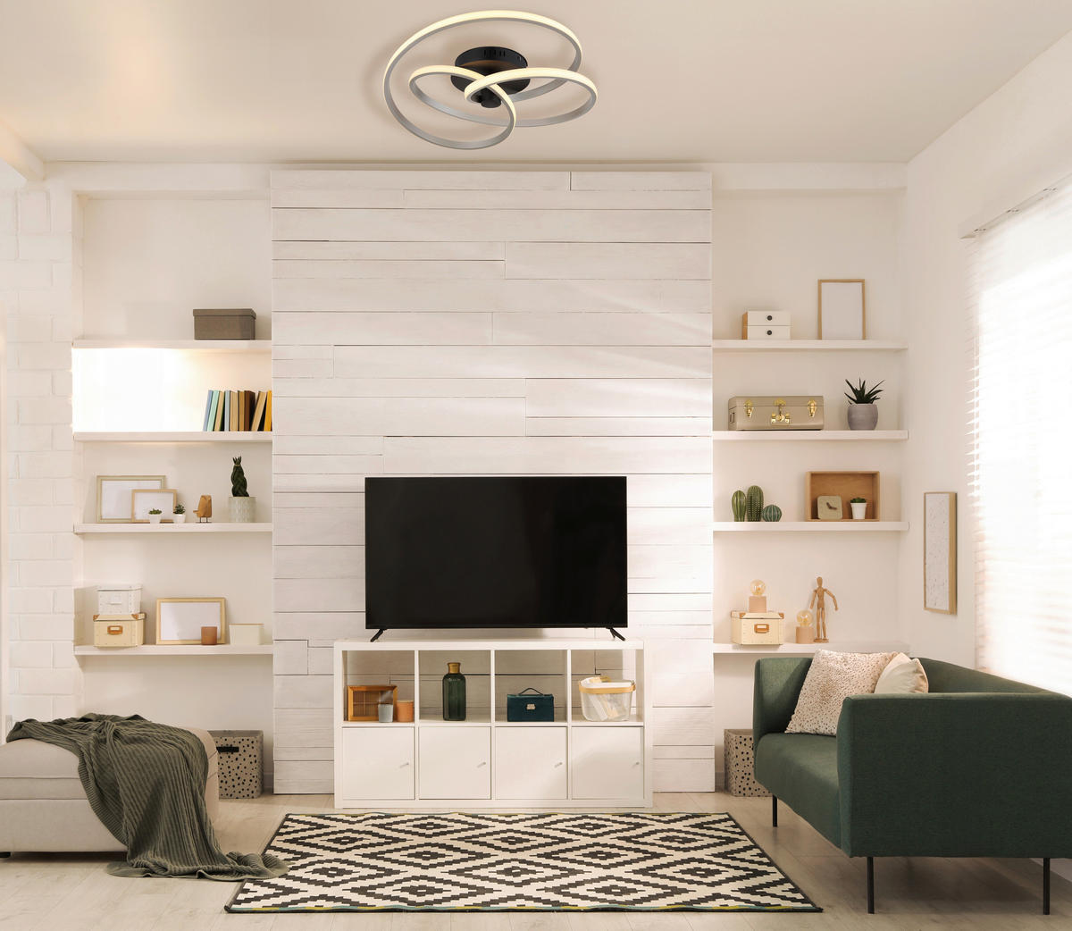 STROPNÍ LED SVÍTIDLO, 50/16 cm  - bílá/černá, Design, kov/plast (50/16cm) - Globo