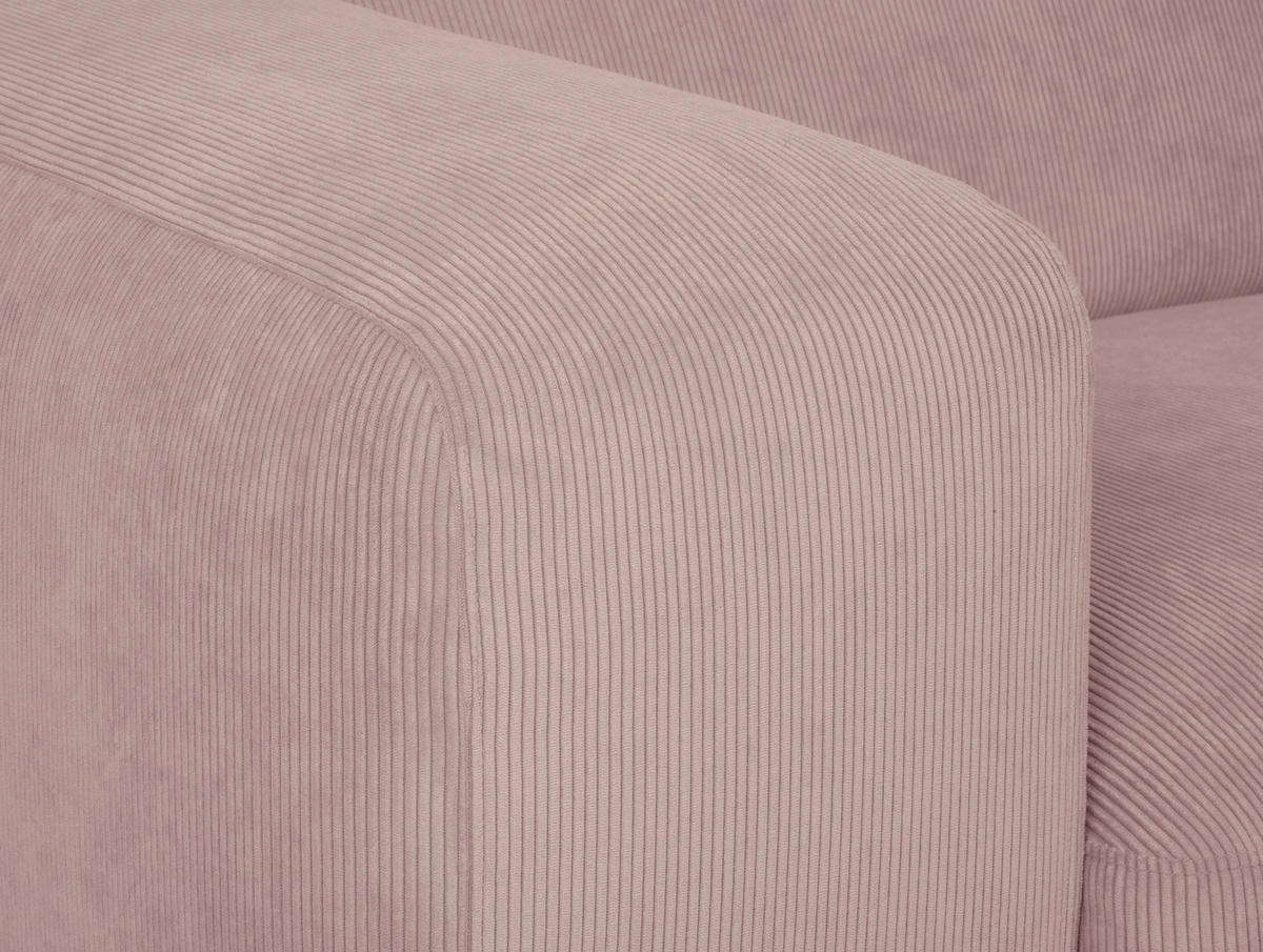 ECKSOFA HANNAH Rosa Cord  - Schwarz/Rosa, Design, Kunststoff/Textil (252/170cm) - MID.YOU