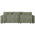 ECKSOFA Salbeigrün Cord Zierkissen, Rückenkissen, Bettkasten, Schlaffunktion, Rücken echt, Liegefläche im Originalstoff  - Salbeigrün/Schwarz, MODERN, Kunststoff/Textil (190/280cm) - Carryhome