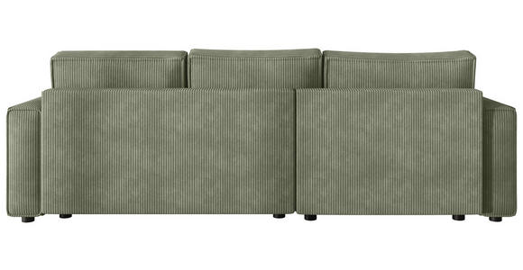 ECKSOFA Salbeigrün Cord Zierkissen, Rückenkissen, Bettkasten, Schlaffunktion, Rücken echt, Liegefläche im Originalstoff  - Salbeigrün/Schwarz, MODERN, Kunststoff/Textil (190/280cm) - Carryhome