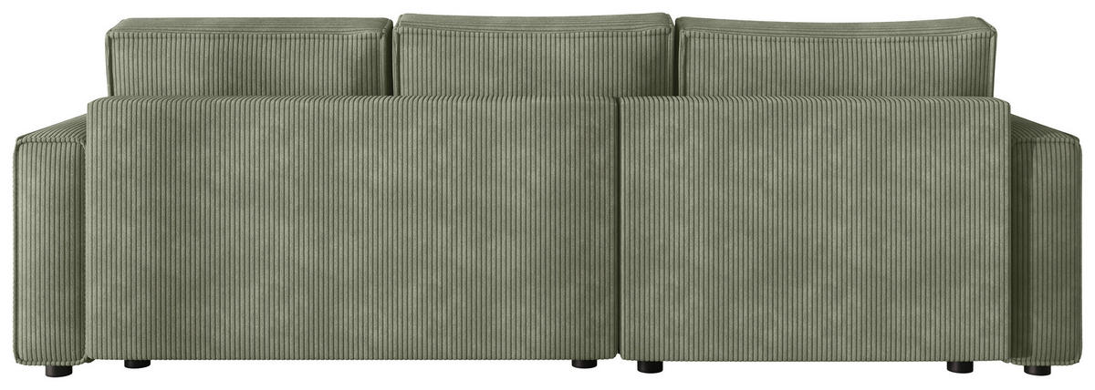 ECKSOFA  in Cord Salbeigrün  - Salbeigrün/Schwarz, MODERN, Kunststoff/Textil (190/280cm) - Carryhome