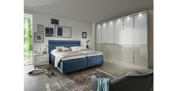 DREHTÜRENSCHRANK  in Grau, Weiß  - Chromfarben/Weiß, KONVENTIONELL, Glas/Holzwerkstoff (300/236/58cm) - Novel