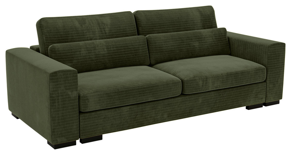 SCHLAFSOFA in Flachgewebe Olivgrün  - Schwarz/Olivgrün, Konventionell, Kunststoff/Textil (236/78/114cm) - Carryhome