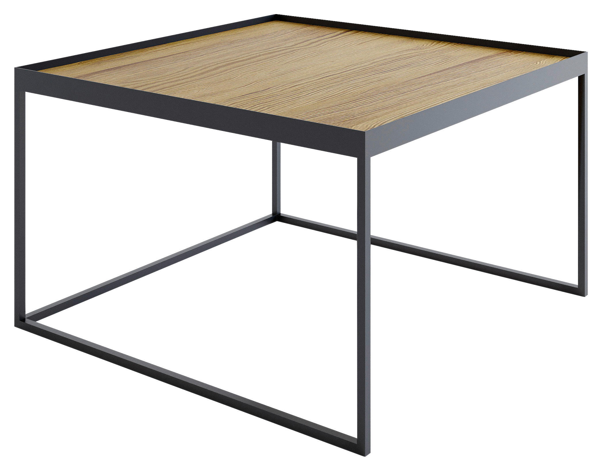 COUCHTISCH Eiche massiv 80/80/49 cm quadratisch Schwarz, Eichefarben  - Eichefarben/Schwarz, Design, Holz/Metall (80/80/49cm) - Novel