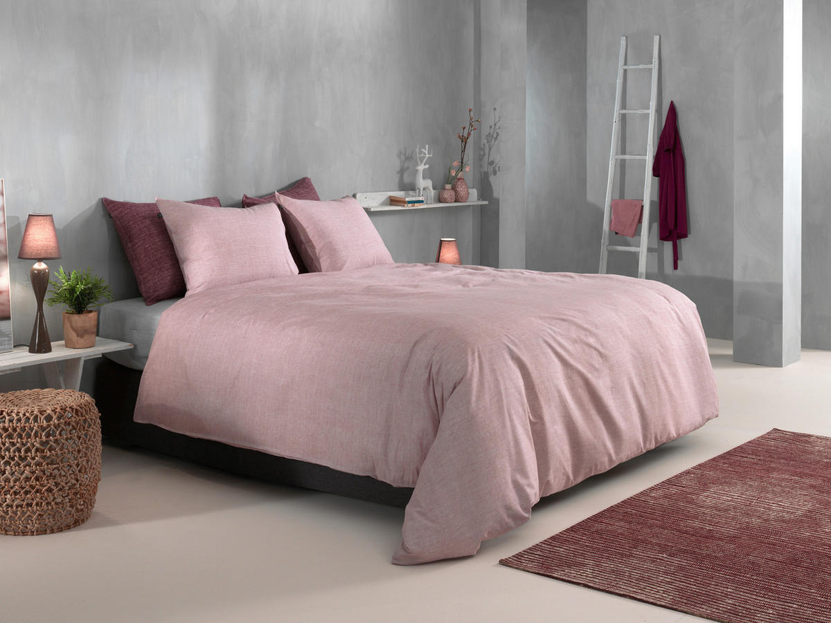 BETTWÄSCHE 2-teilig Lino Renforcé 135/200 cm  - Rosa, Basics, Textil (135/200cm)