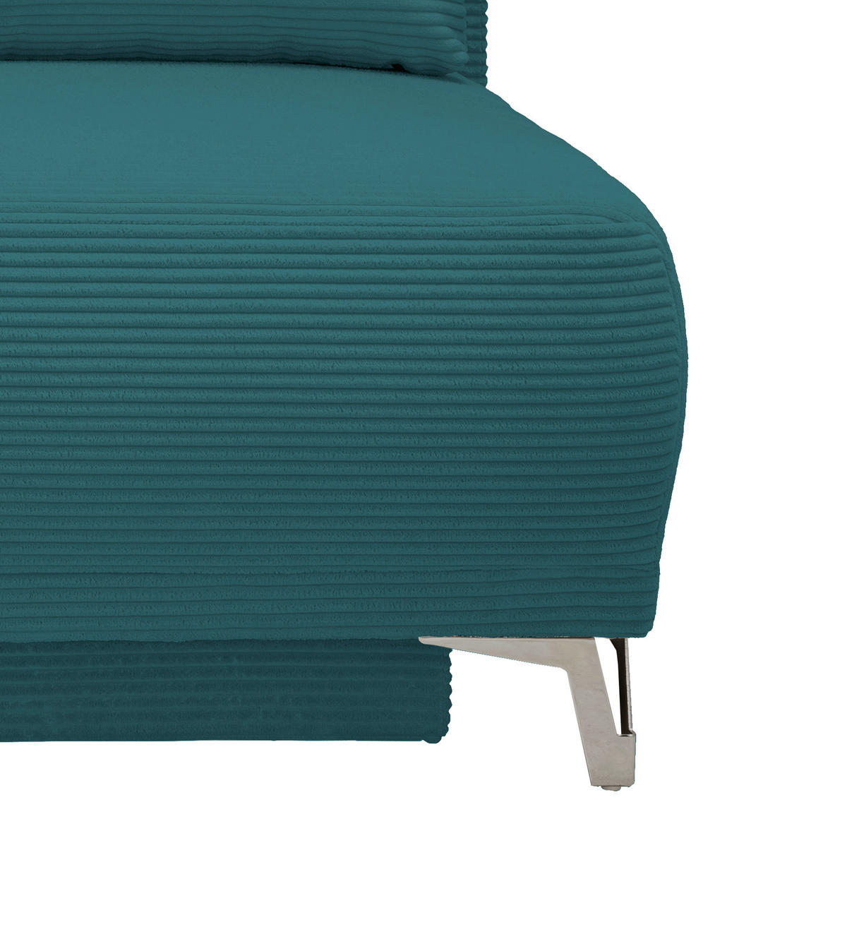 SCHLAFSOFA in Cord Petrol  - Chromfarben/Petrol, Modern, Textil/Metall (198/90/100cm) - Livetastic