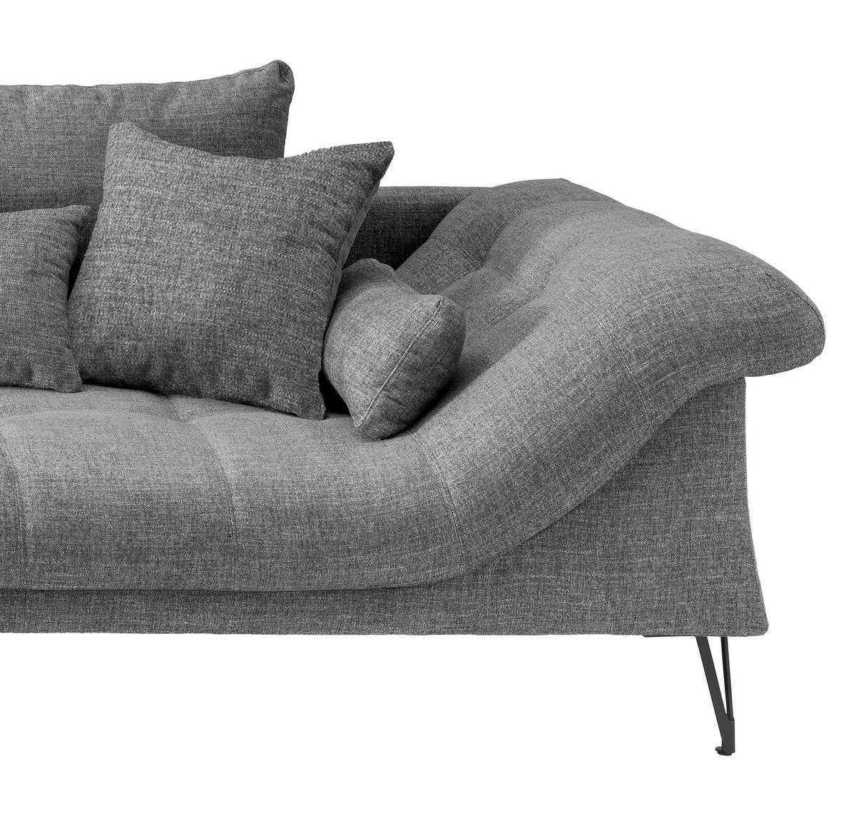 ECKSOFA in Mikrofaser Grau  - Schwarz/Grau, Konventionell, Textil/Metall (192/310cm) - Livetastic