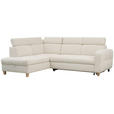 ECKSOFA inkl. Funktionen Weiß Samt  - Weiß, Natur, Holz/Textil (206/261cm) - Venda