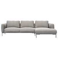 ECKSOFA Grau Webstoff, Flachgewebe  - Schwarz/Grau, Design, Textil/Metall (303/148cm) - Livetastic