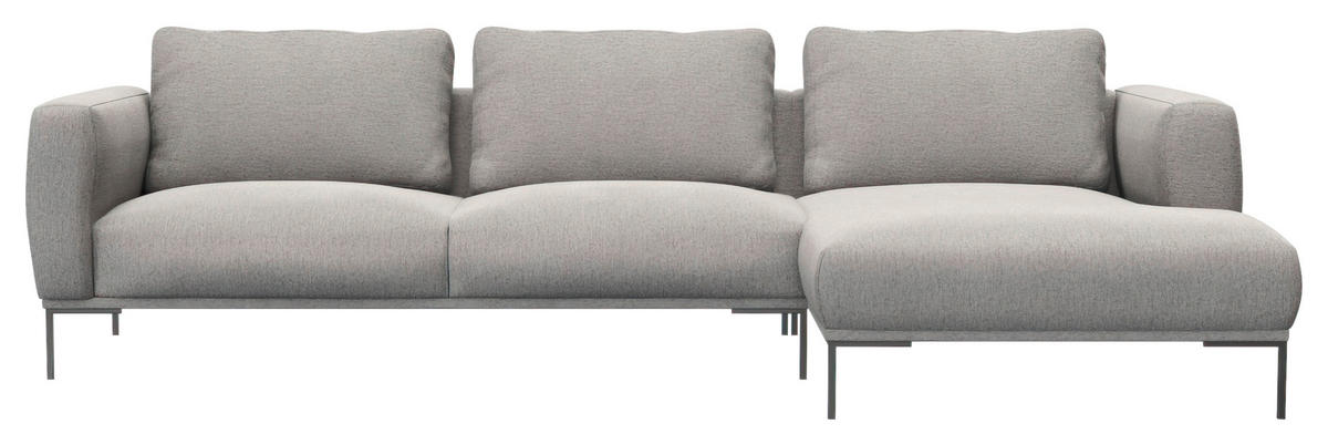 ECKSOFA Grau Webstoff, Flachgewebe  - Schwarz/Grau, Design, Textil/Metall (303/148cm) - Livetastic