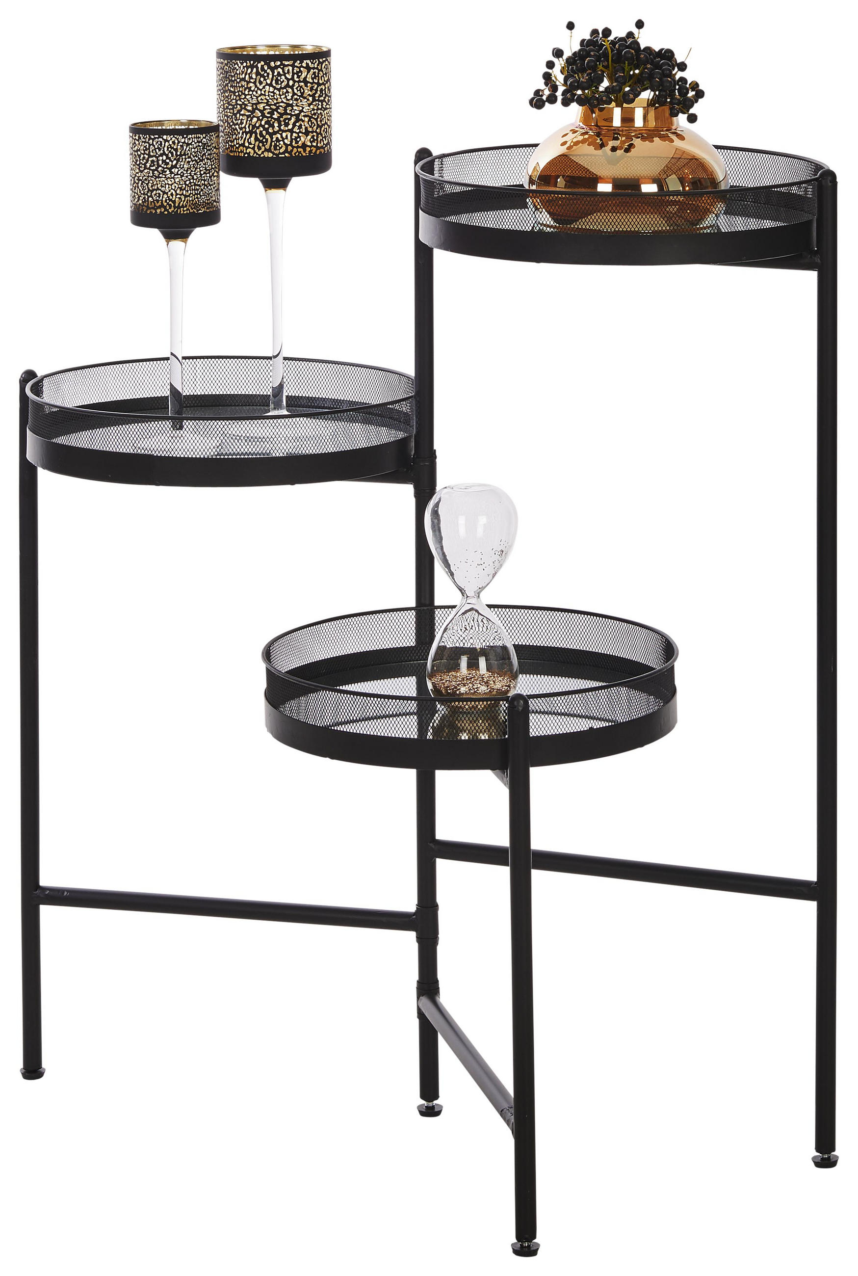 Beistelltisch in Metall, Glas, Holzwerkstoff 31/34/75 cm