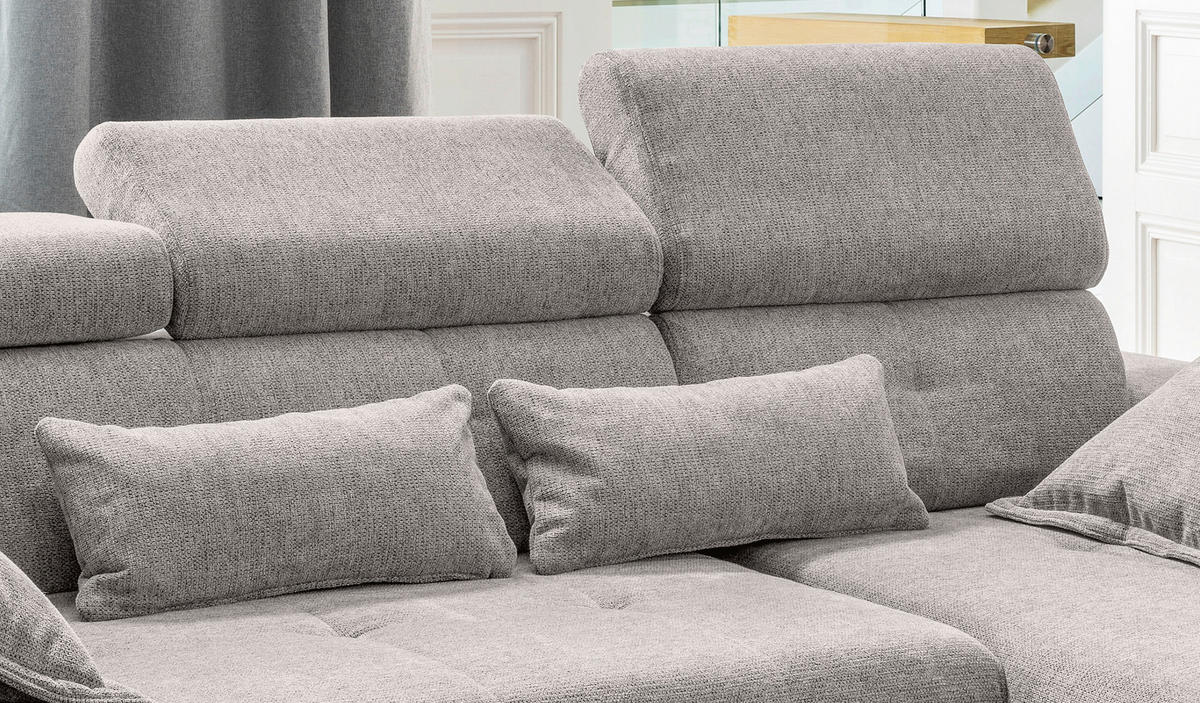 ECKSOFA Chenille Grau  - Schwarz/Grau, Basics, Textil/Metall (270/186cm) - Livetastic