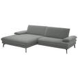ECKSOFA  in Chenille, Flachgewebe Grau  180/284 cm  - Schwarz/Grau, Design, Textil/Metall (180/284cm) - Dieter Knoll