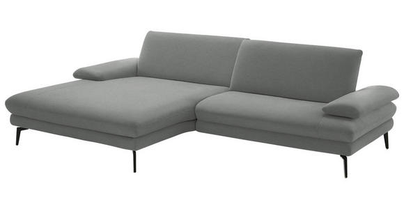 ECKSOFA  in Chenille, Flachgewebe Grau  180/284 cm  - Schwarz/Grau, Design, Textil/Metall (180/284cm) - Dieter Knoll