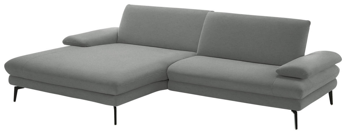 ECKSOFA Chenille, Flachgewebe Grau  - Schwarz/Grau, Design, Textil/Metall (180/284cm) - Dieter Knoll