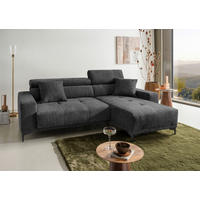 ECKSOFA Chenille Anthrazit  - Anthrazit/Schwarz, Basics, Textil/Metall (250/183cm) - Livetastic