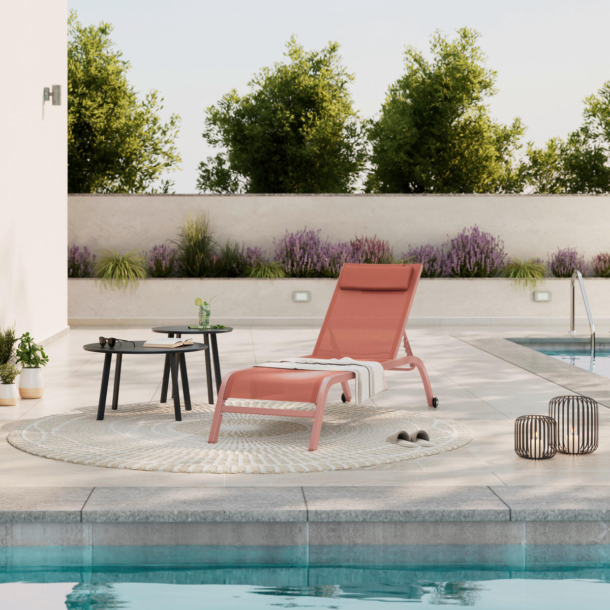 SONNENLIEGE 198/34/87/62 cm  - Orange, MODERN, Textil/Metall (198/34/87/62cm) - Ambia Garden