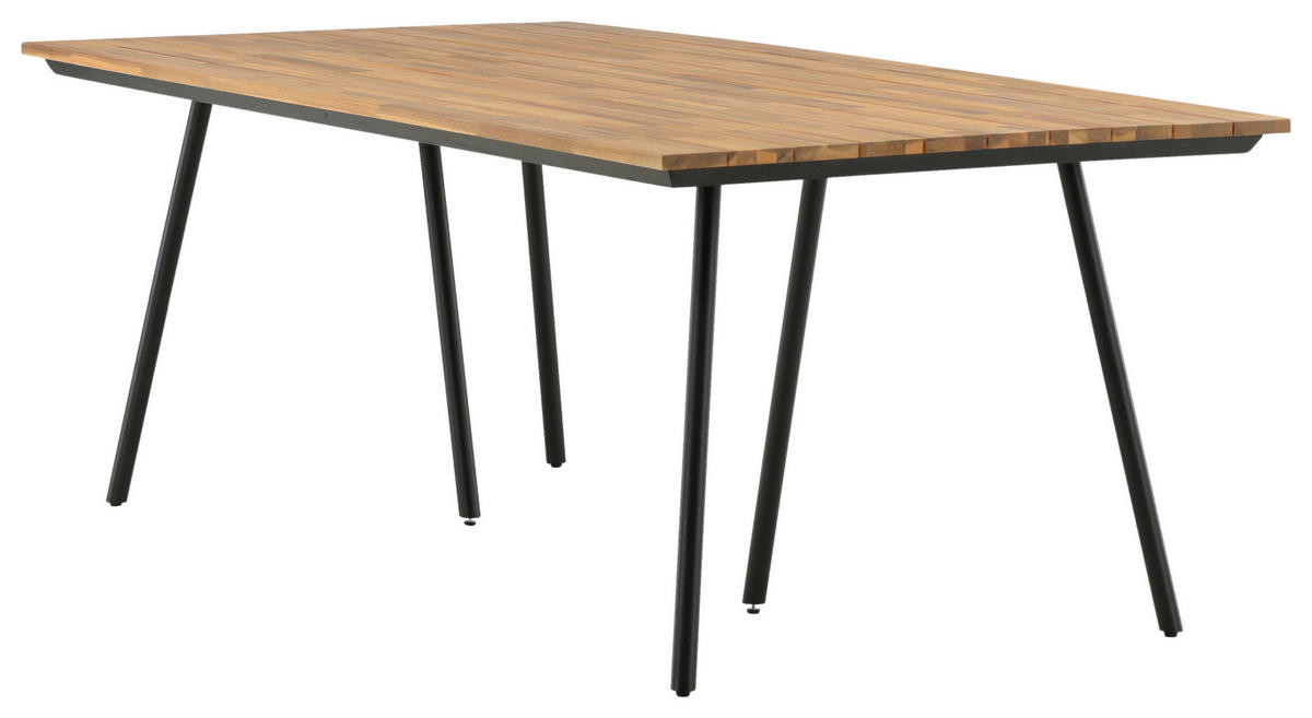 GARTENTISCH 200/100/74 cm Holz, Metall rechteckig  - Schwarz/Teakfarben, KONVENTIONELL, Holz/Metall (200/100/74cm) - Gardenson
