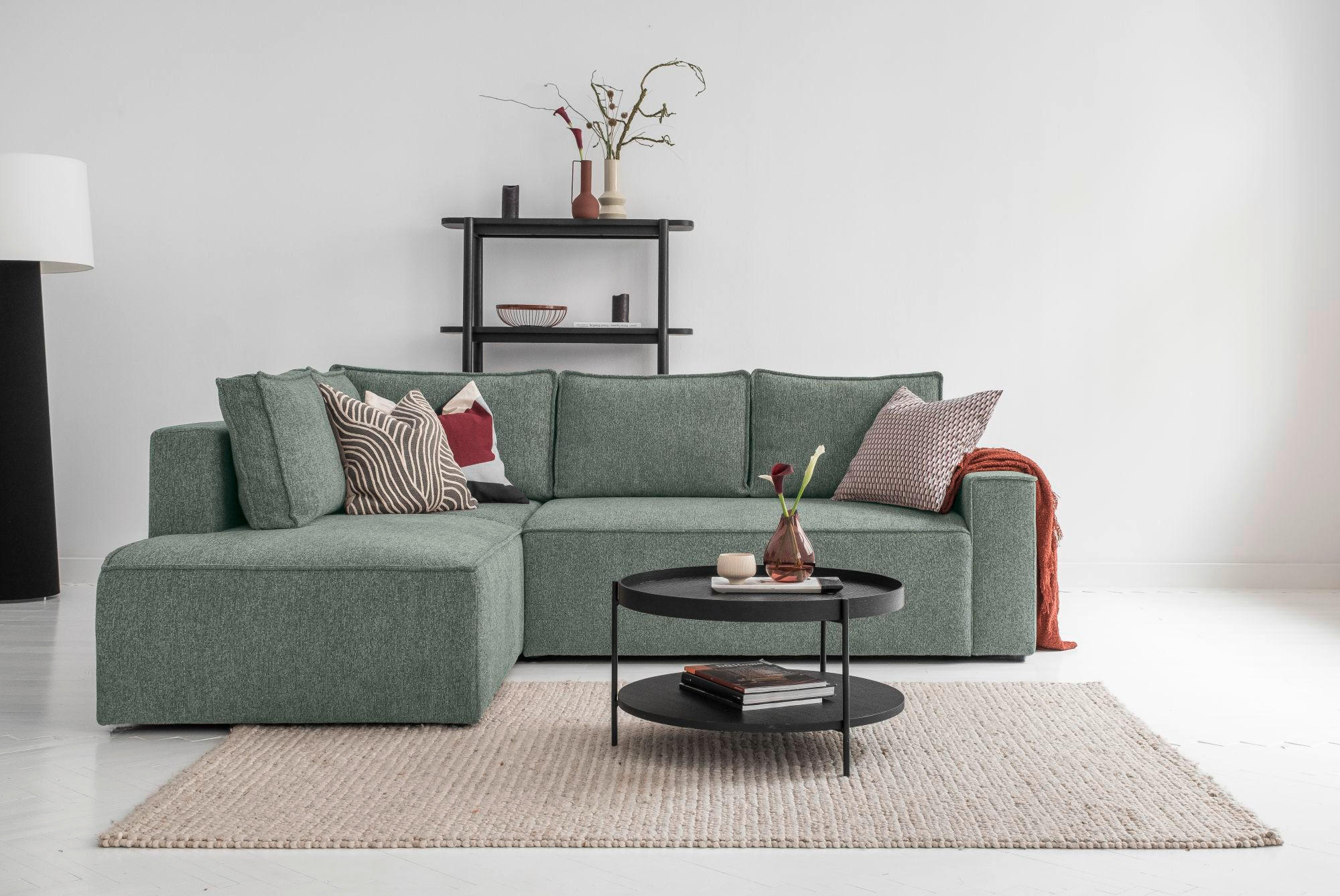 HÖRNSOFFA i grön  - vit/grön, Design, textil/plast (194/246cm) - MID.YOU