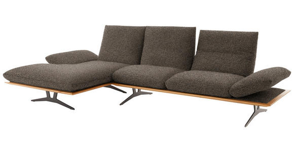 ECKSOFA in Flachgewebe Dunkelbraun  - Dunkelbraun/Schwarz, Design, Holz/Textil (159/314cm) - Dieter Knoll