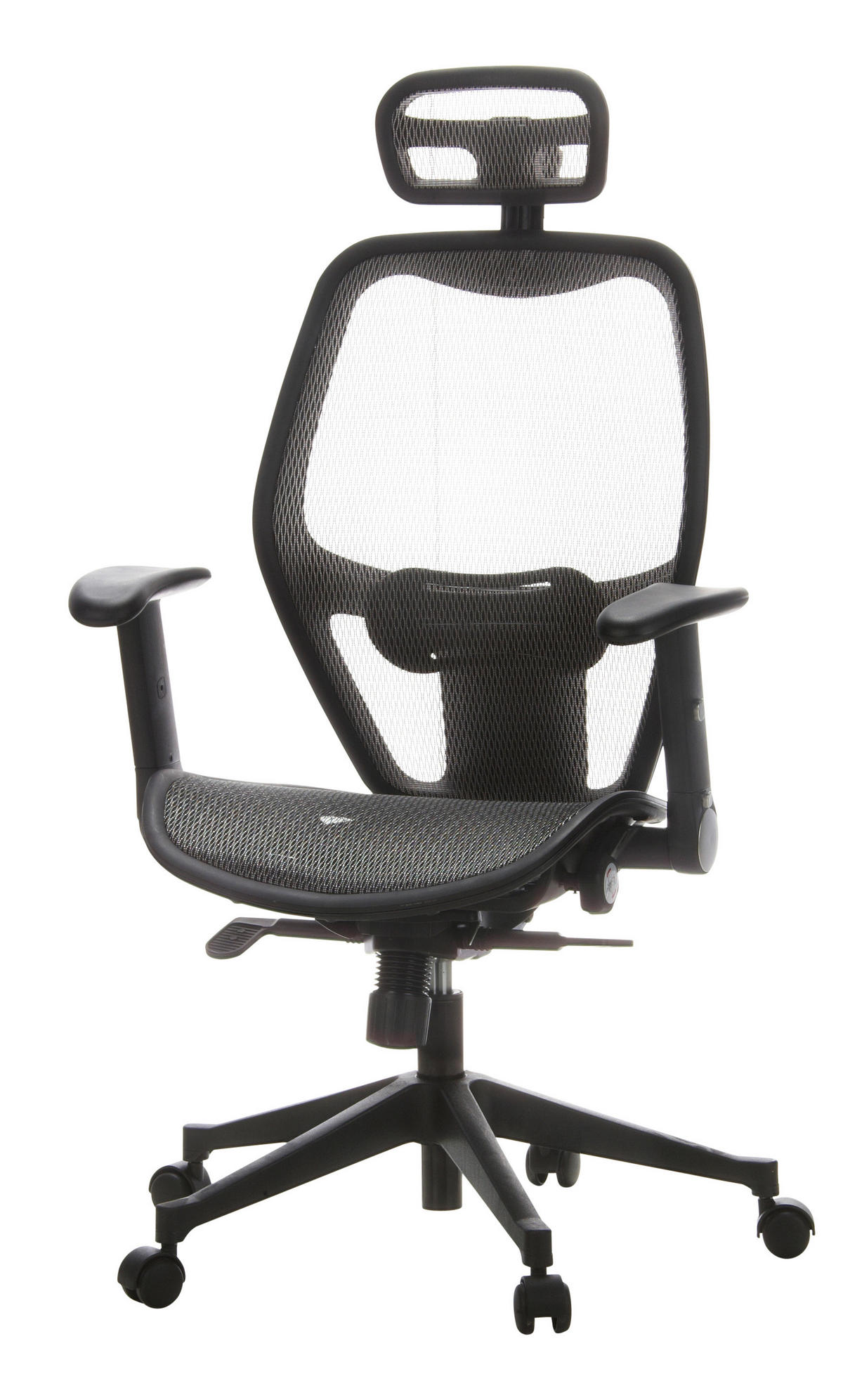 DREHSTUHL Netzbespannung Grau, Schwarz  - Schwarz/Grau, Basics, Kunststoff/Textil (59/117/48cm) - MID.YOU