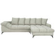 ECKSOFA Elfenbein Cord Rückenkissen, Armlehnenkissen, Rücken echt  - Elfenbein/Schwarz, KONVENTIONELL, Textil/Metall (332/231cm) - Carryhome