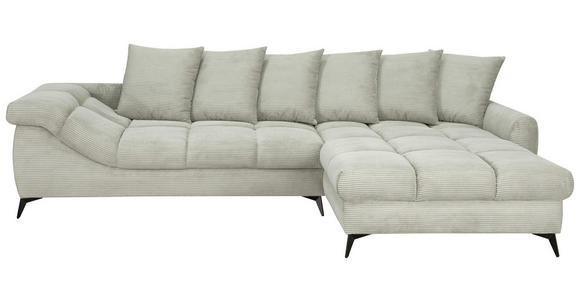 ECKSOFA Elfenbein Cord Rückenkissen, Armlehnenkissen, Rücken echt  - Elfenbein/Schwarz, KONVENTIONELL, Textil/Metall (332/231cm) - Carryhome