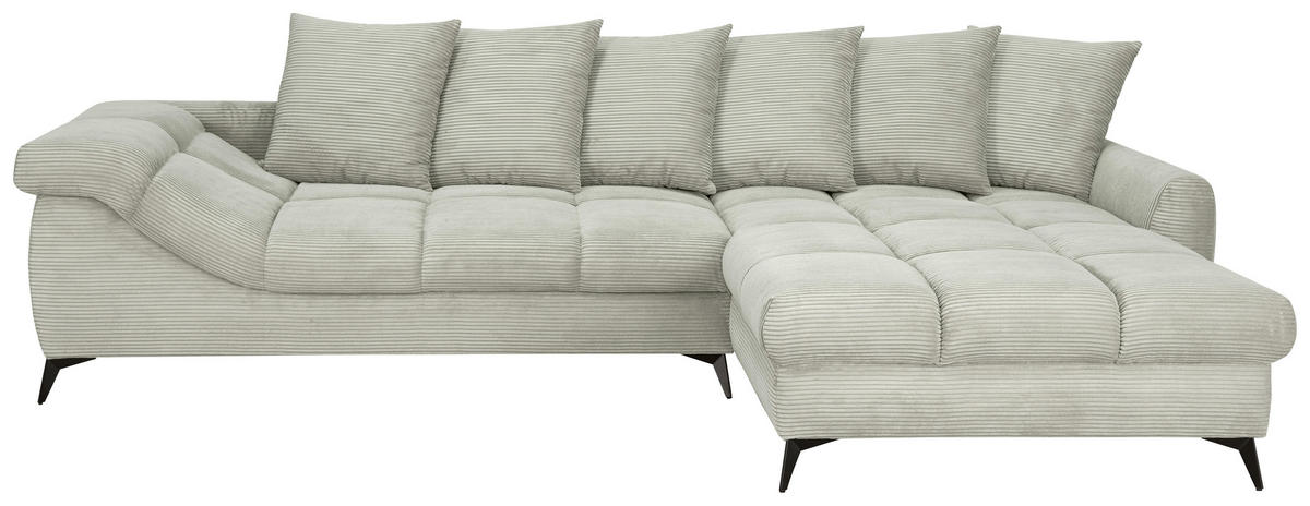 ECKSOFA Elfenbein Cord Rückenkissen, Armlehnenkissen, Rücken echt  - Elfenbein/Schwarz, KONVENTIONELL, Textil/Metall (332/231cm) - Carryhome