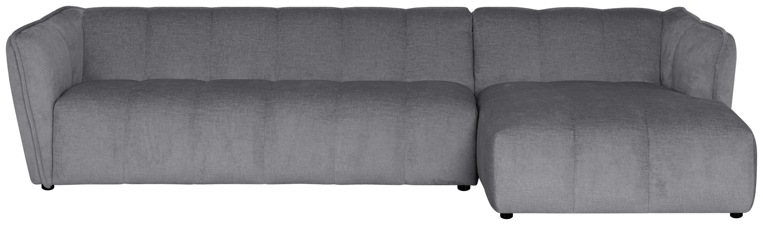 ECKSOFA LIVOLI in Chenille Hellgrau  306/160 cm  - Hellgrau/Schwarz, Design, Textil (306/160cm) - MID.YOU