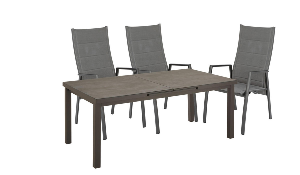 STOL VRTNI  antracit, siva  metal, staklo      - siva/antracit, Basics, staklo/metal (180(240)/100/76cm) - Ambia Garden