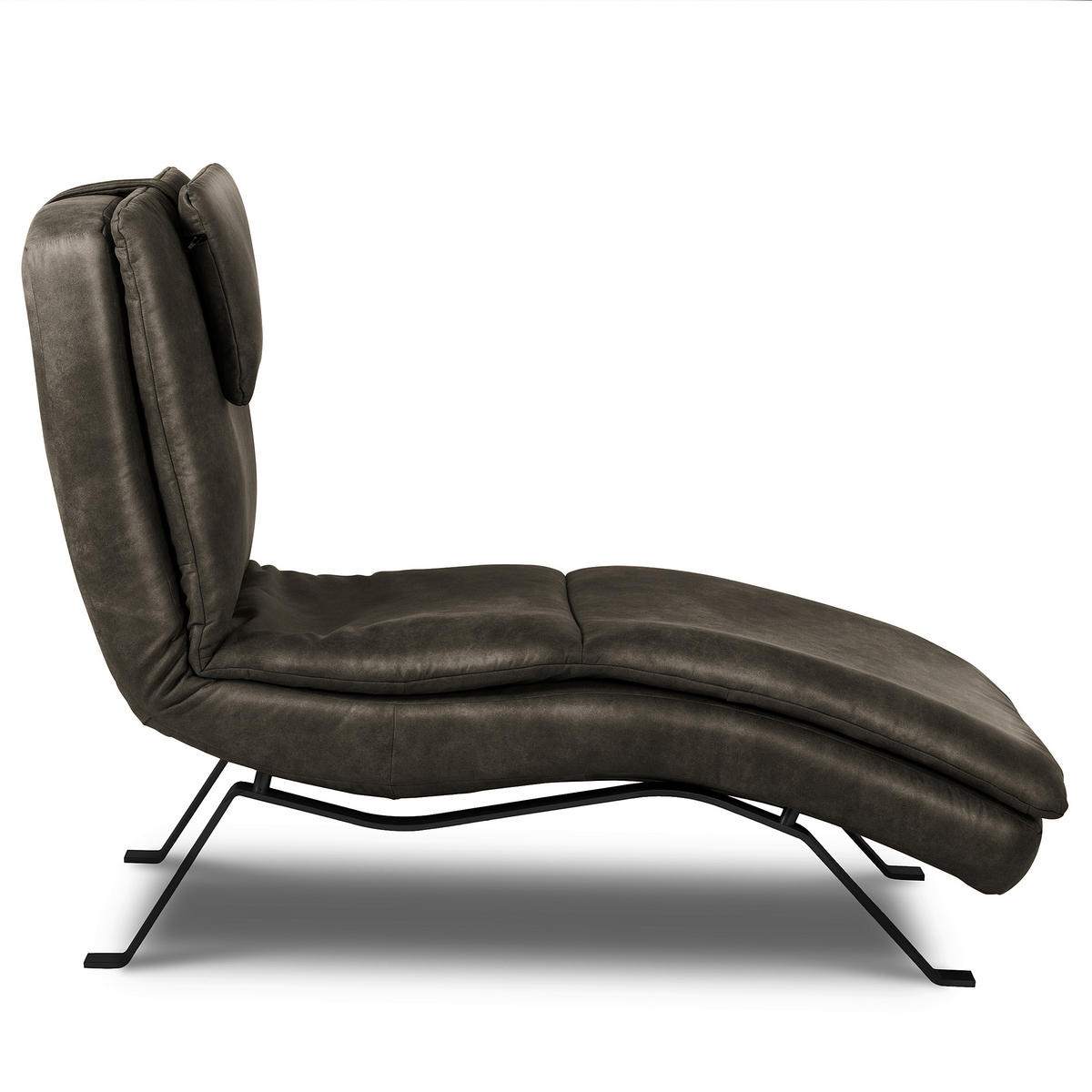 RELAXLIEGE Echtleder Anthrazit  - Anthrazit/Schwarz, Design, Leder/Metall (65/95/171cm) - Celina Home