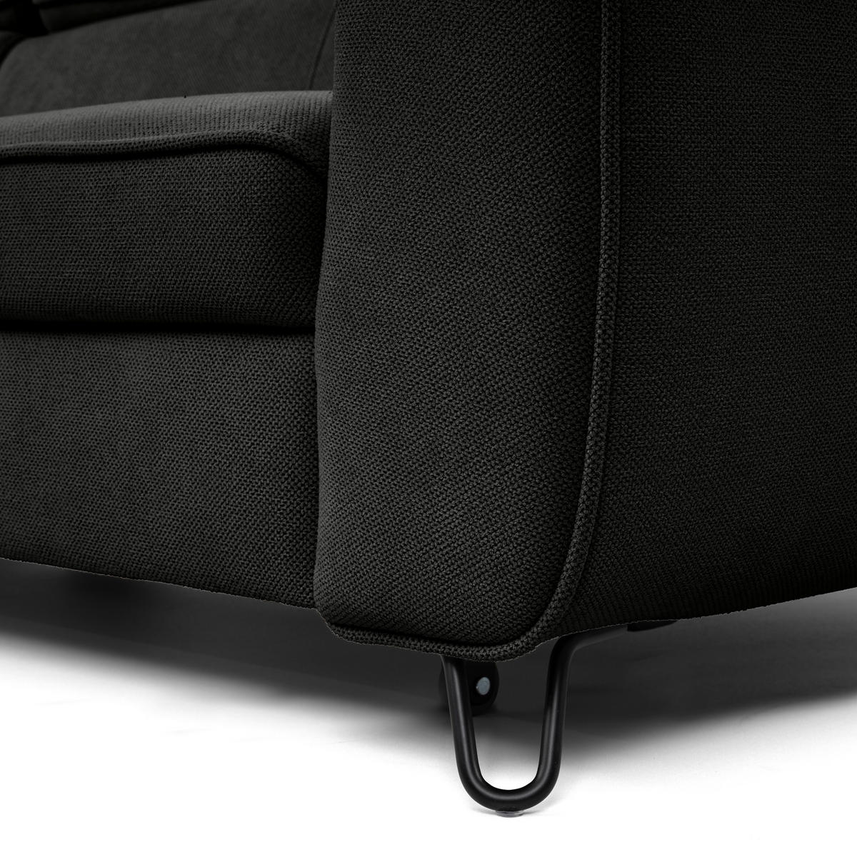 CloseUp von Stylife ECKSOFA inkl. Funktion Idylla Schwarz Flachgewebe.