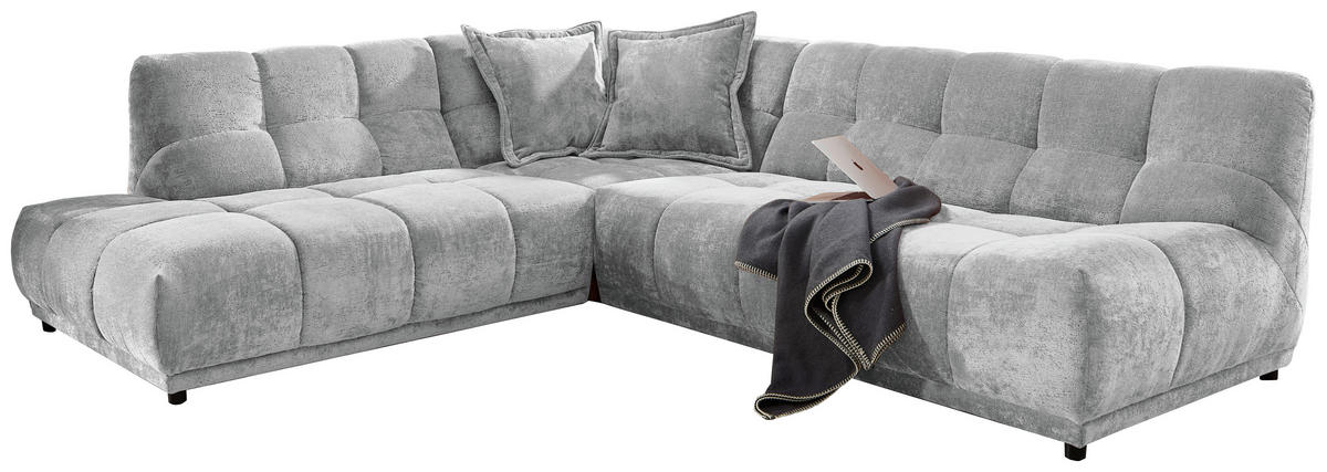 ECKSOFA ITALIA in Chenille Hellblau  250/284 cm  - Schwarz/Hellblau, MODERN, Kunststoff/Textil (250/284cm) - Livetastic