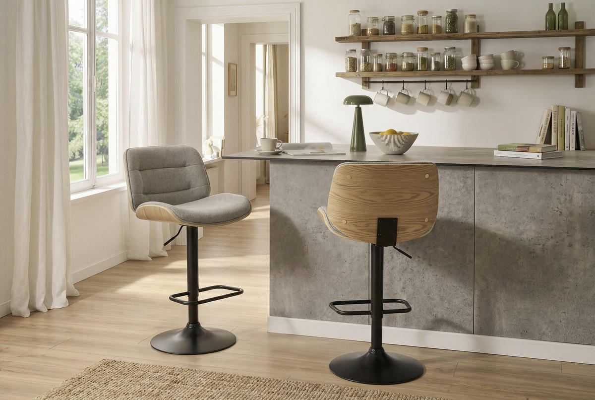 BARHOCKER in Naturfarben, Schwarz, Beige  - Beige/Schwarz, MODERN, Holz/Textil (47/87/109/50cm) - Livetastic